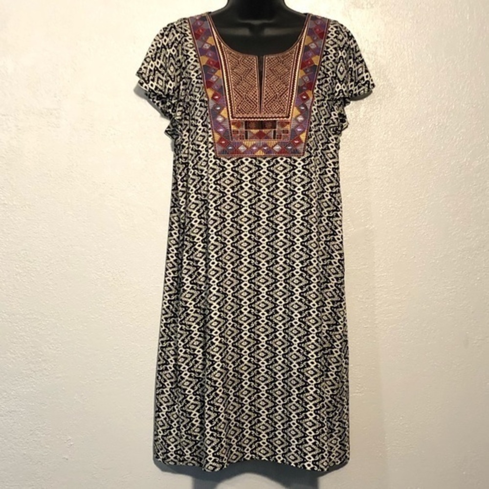 COLLECTIVE CONCEPTS tribal design black dress